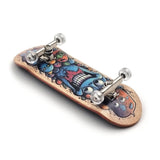 32 x 96 mm Fingerboard Complete Wood Set-Up Assembled, 5-Layers, Silver Trucks with Bushings and Nuts, Transparent CNC Bearing Wheels, Lasered Foam Grip Tape Mad Hatter  SPITBOARDS   