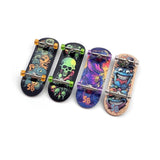 32 x 96 mm Fingerboard Complete Wood Set-Up Assembled, 5-Layers, Silver Trucks with Bushings and Nuts, CNC Bearing Wheels in Transparent Orange, Lasered Foam Grip Tape Cute Monsters  SPITBOARDS   