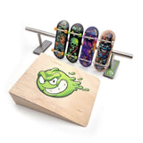 32 x 96 mm Fingerboard Complete Wood Set-Up Assembled, 5-Layers, Silver Trucks with Bushings and Nuts, CNC Bearing Wheels in Transparent Orange, Lasered Foam Grip Tape Cute Monsters  SPITBOARDS   