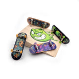 32 x 96 mm Fingerboard Complete Wood Set-Up Assembled, 5-Layers, Silver Trucks with Bushings and Nuts, CNC Bearing Wheels in Transparent Orange, Lasered Foam Grip Tape Cute Monsters  SPITBOARDS   