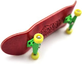 32 mm Fingerboard Complete Real Wood Set-Up (Pre-Assembled, 5-Layers), Trucks with Lock Nuts, Bearing Wheels, Foam Grip Tape, (Deck: Red, Trucks: Green, Wheels: Yellow)  SPITBOARDS   