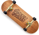 32 mm Fingerboard Complete Real Wood Set-Up (Pre-Assembled, 5-Layers), Trucks with Lock Nuts, Bearing Wheels, Foam Grip Tape, (Deck: Light-Brown Wood, Trucks: Gold, Wheels: Black)  SPITBOARDS   