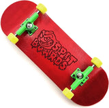 32 mm Fingerboard Complete Real Wood Set-Up (Pre-Assembled, 5-Layers), Trucks with Lock Nuts, Bearing Wheels, Foam Grip Tape, (Deck: Red, Trucks: Green, Wheels: Yellow)  SPITBOARDS   