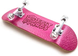 32 mm Fingerboard Complete Real Wood Set-Up (Pre-Assembled, 5-Layers), Trucks with Lock Nuts, Bearing Wheels, Foam Grip Tape, (Deck: Pink, Trucks: White, Wheels: Transparent)