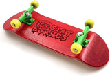 32 mm Fingerboard Complete Real Wood Set-Up (Pre-Assembled, 5-Layers), Trucks with Lock Nuts, Bearing Wheels, Foam Grip Tape, (Deck: Red, Trucks: Green, Wheels: Yellow)