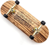 32 mm Fingerboard Complete Real Wood Set-Up (Pre-Assembled, 5-Layers), Trucks with Lock Nuts, Bearing Wheels, Foam Grip Tape, (Deck: Zebra Wood, Trucks: Gold, Wheels: Black)  SPITBOARDS   